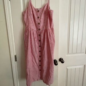 Crown & Ivy Red Striped Button Dress size 14